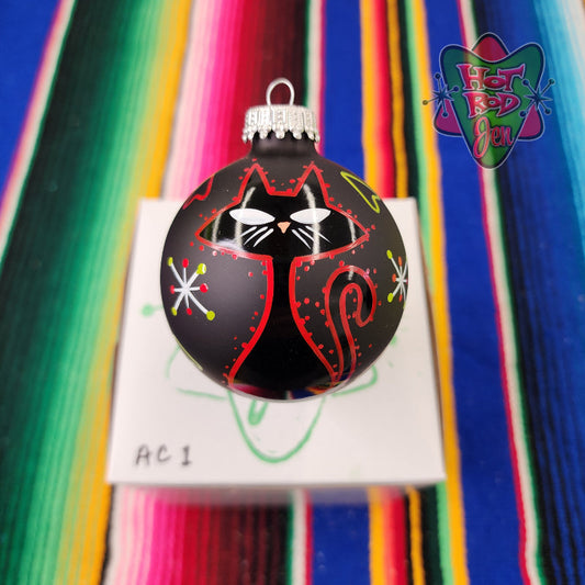 Hand pinstriped/painted glass ornament by Hot Rod Jen