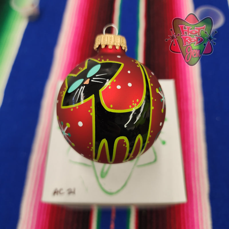 Hand pinstriped/painted glass ornament by Hot Rod Jen