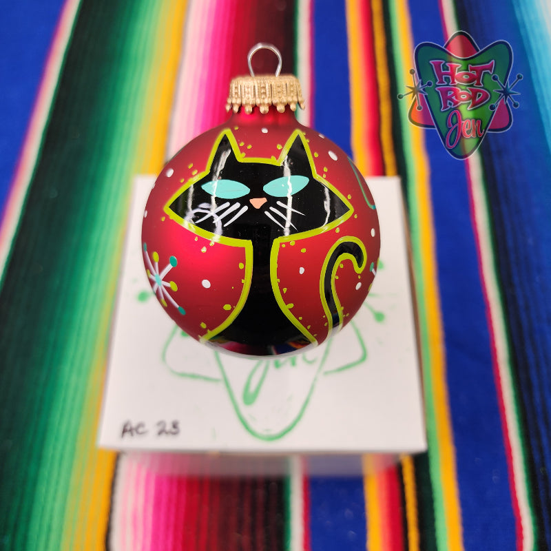 Hand pinstriped/painted glass ornament by Hot Rod Jen