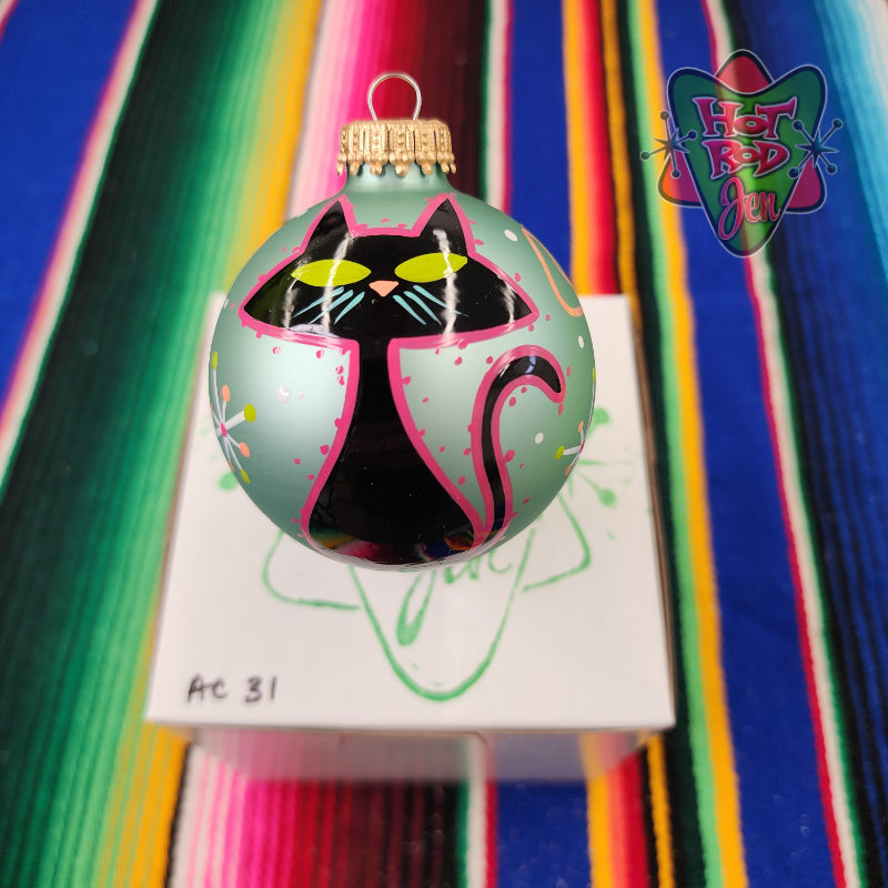 Hand pinstriped/painted glass ornament by Hot Rod Jen