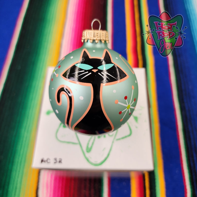 Hand pinstriped/painted glass ornament by Hot Rod Jen