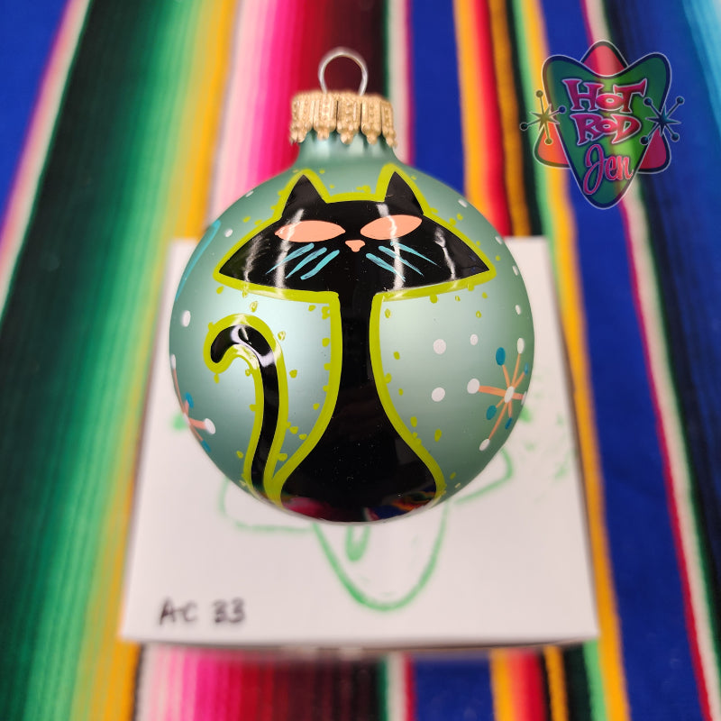 Hand pinstriped/painted glass ornament by Hot Rod Jen