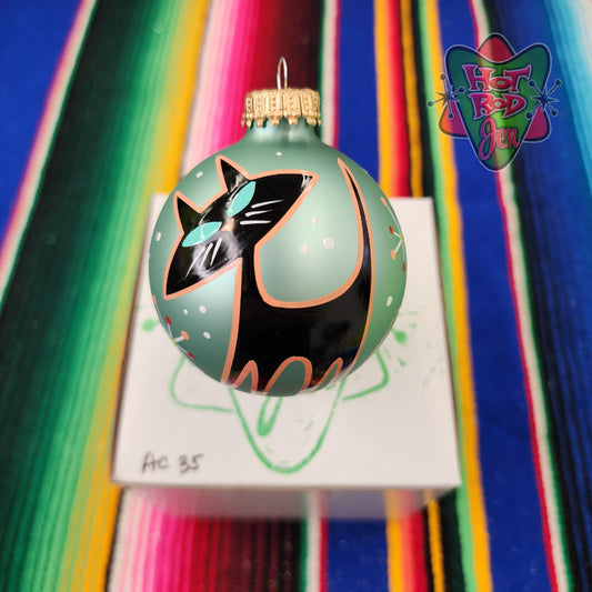 Hand pinstriped/painted glass ornament by Hot Rod Jen