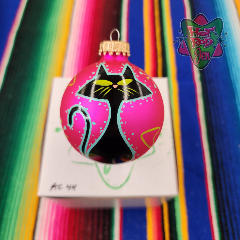 Hand pinstriped/painted glass ornament by Hot Rod Jen