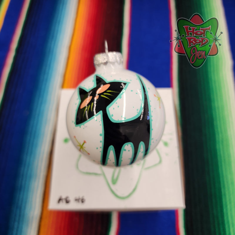 Hand pinstriped/painted glass ornament by Hot Rod Jen