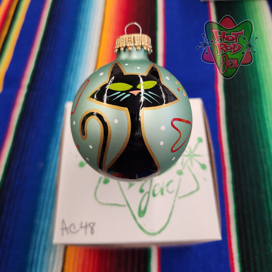 Hand pinstriped/painted glass ornament by Hot Rod Jen