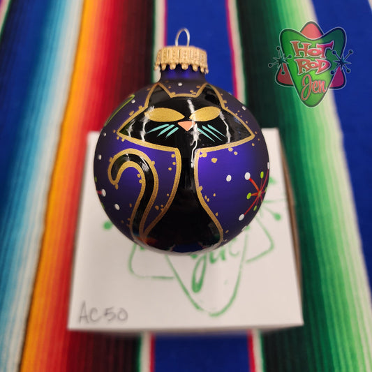 Hand pinstriped/painted glass ornament by Hot Rod Jen