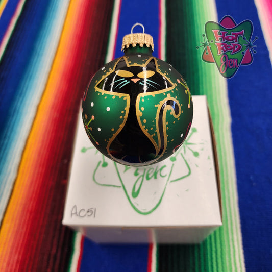 Hand pinstriped/painted glass ornament by Hot Rod Jen