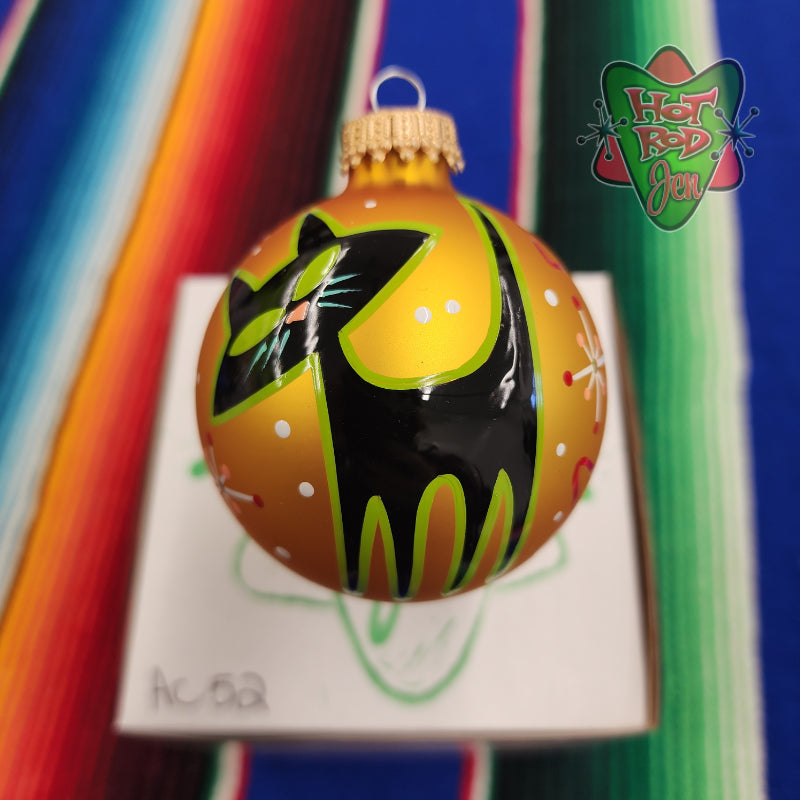 Hand pinstriped/painted glass ornament by Hot Rod Jen