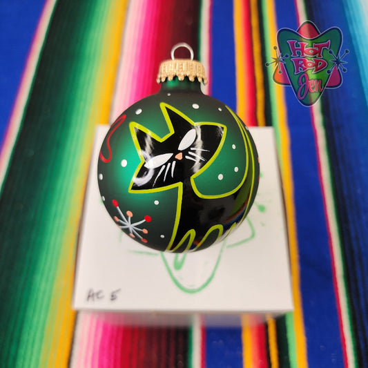 Hand pinstriped/painted glass ornament by Hot Rod Jen