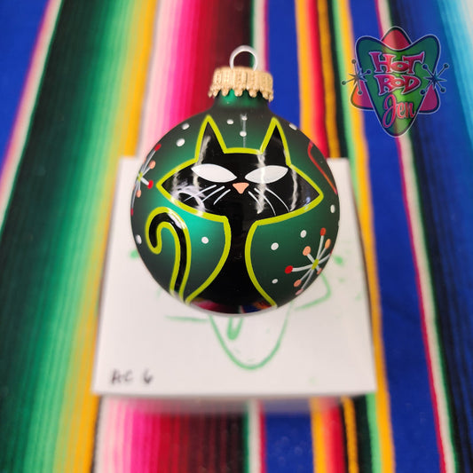 Hand pinstriped/painted glass ornament by Hot Rod Jen