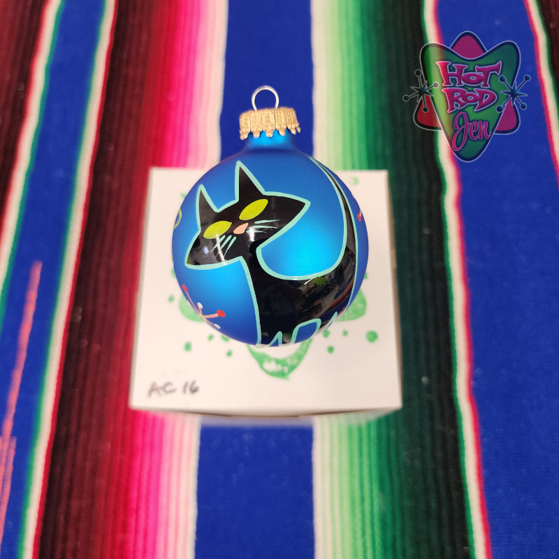 Hand pinstriped/painted glass ornament by Hot Rod Jen