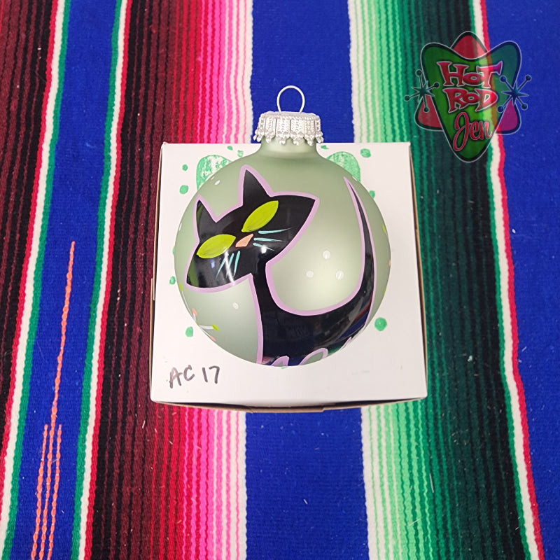 Hand pinstriped/painted glass ornament by Hot Rod Jen