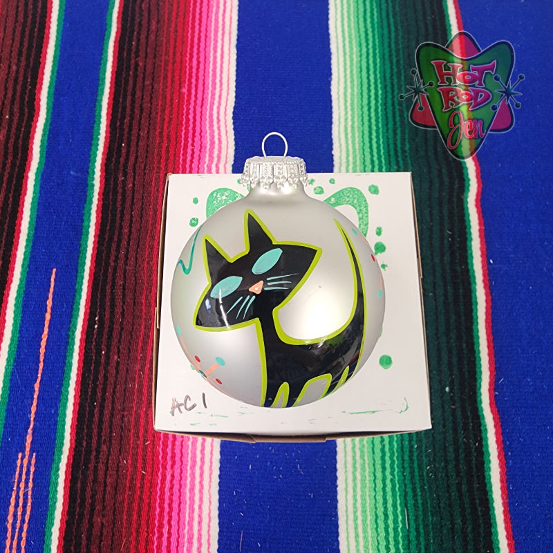 Hand pinstriped/painted glass ornament by Hot Rod Jen