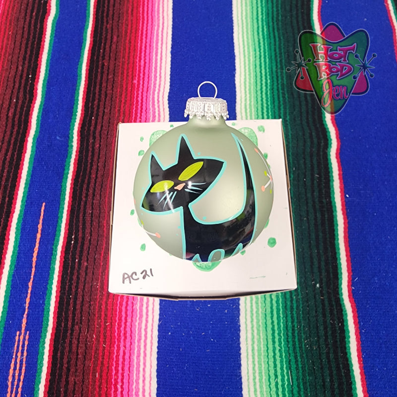 Hand pinstriped/painted glass ornament by Hot Rod Jen