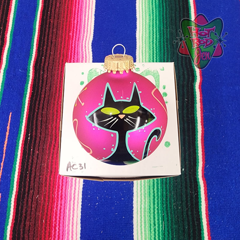 Hand pinstriped/painted glass ornament by Hot Rod Jen