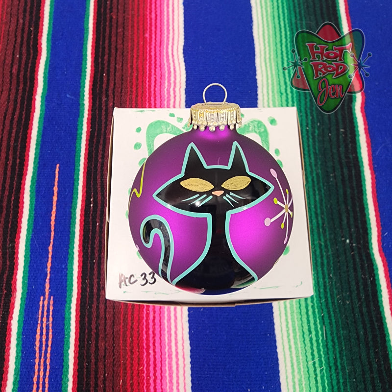 Hand pinstriped/painted glass ornament by Hot Rod Jen