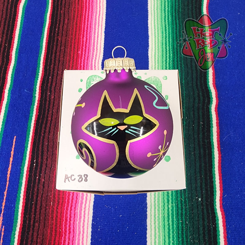 Hand pinstriped/painted glass ornament by Hot Rod Jen