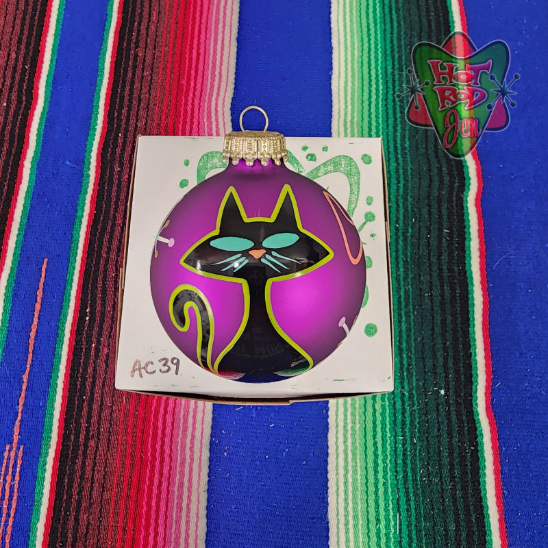 Hand pinstriped/painted glass ornament by Hot Rod Jen