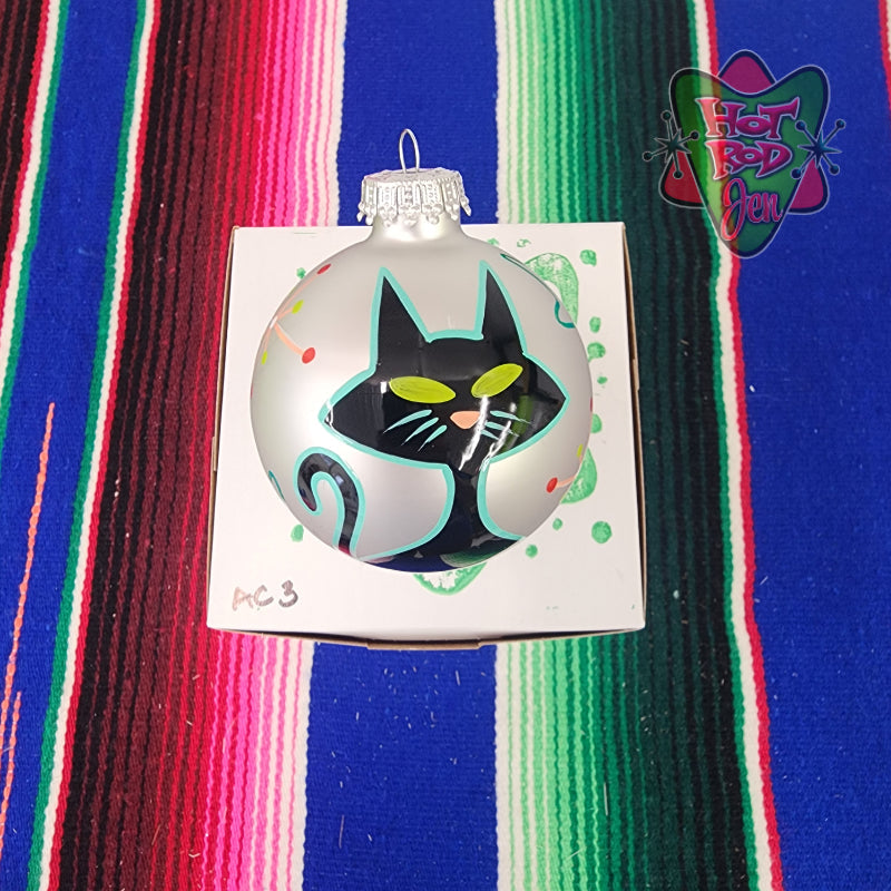 Hand pinstriped/painted glass ornament by Hot Rod Jen