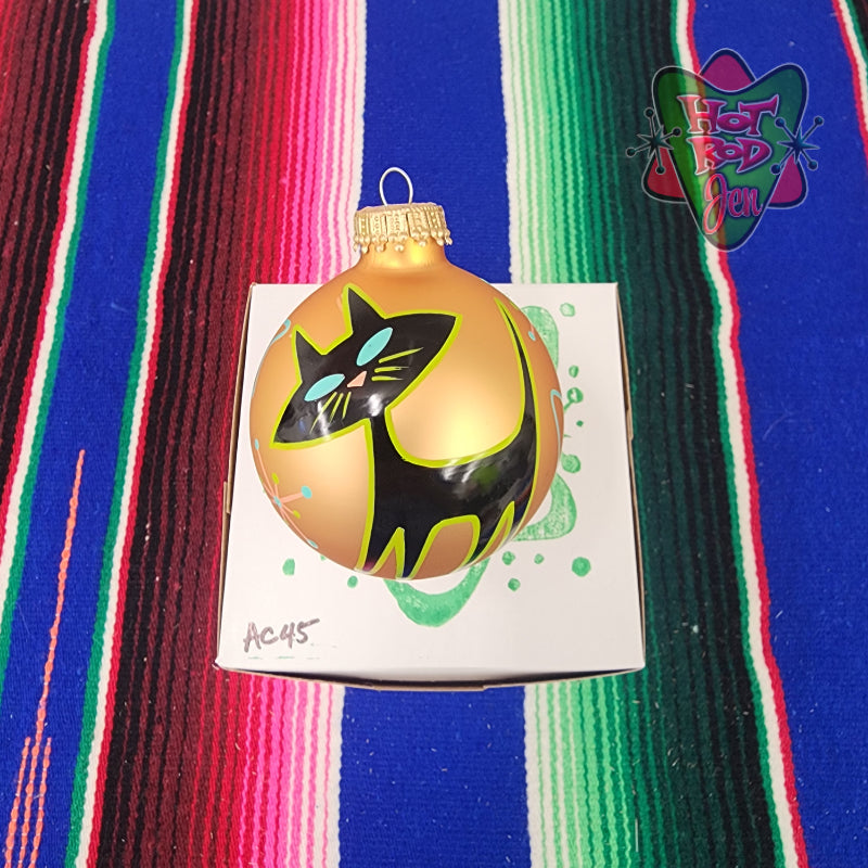 Hand pinstriped/painted glass ornament by Hot Rod Jen
