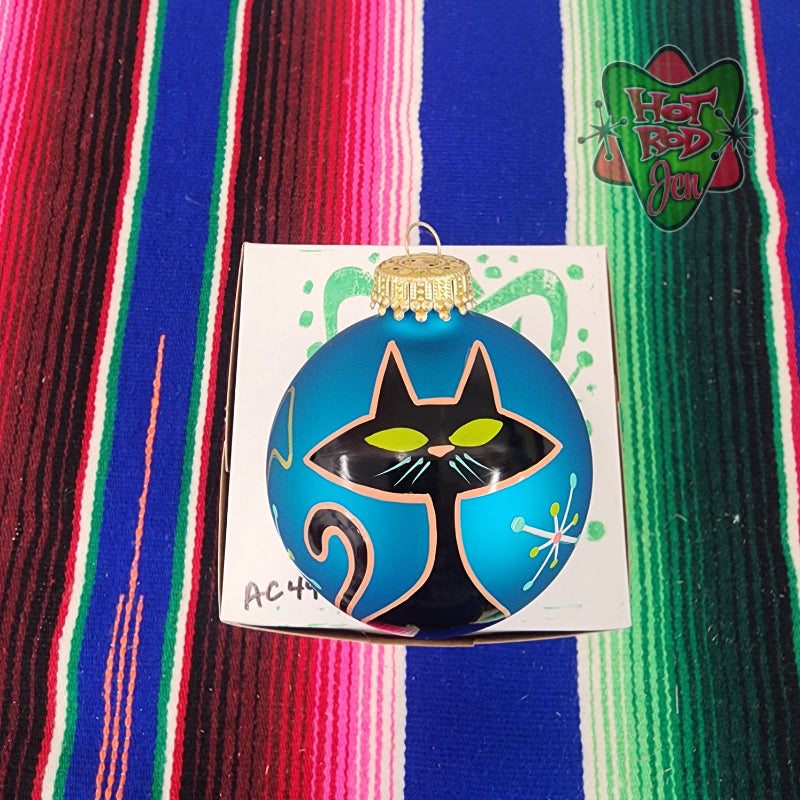 Hand pinstriped/painted glass ornament by Hot Rod Jen