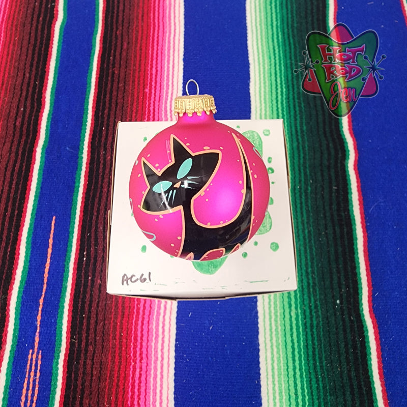 Hand pinstriped/painted glass ornament by Hot Rod Jen