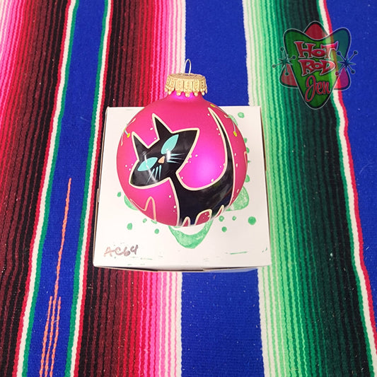 Hand pinstriped/painted glass ornament by Hot Rod Jen