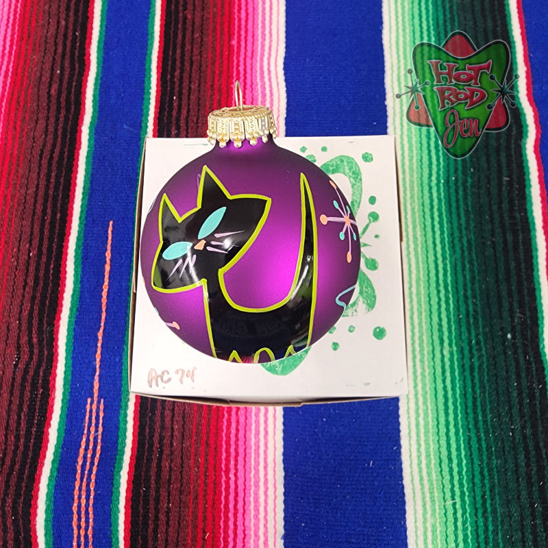 Hand pinstriped/painted glass ornament by Hot Rod Jen