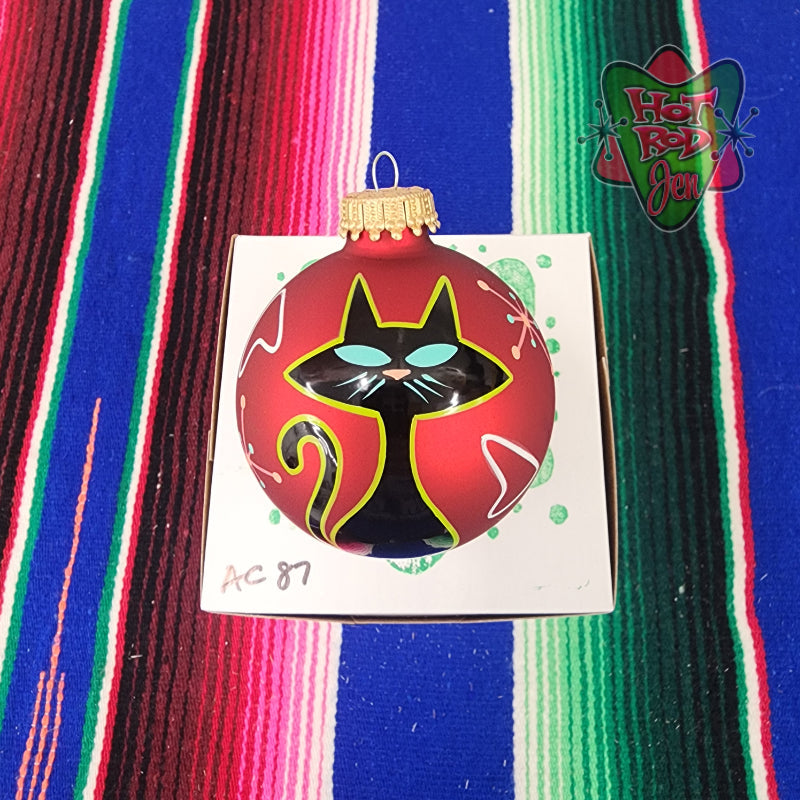 Hand pinstriped/painted glass ornament by Hot Rod Jen