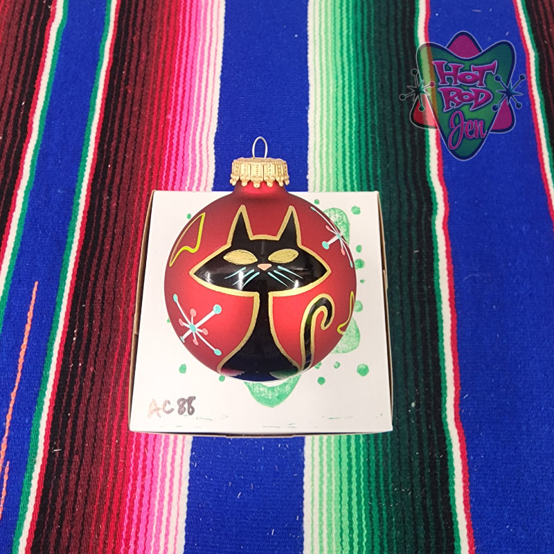 Hand pinstriped/painted glass ornament by Hot Rod Jen