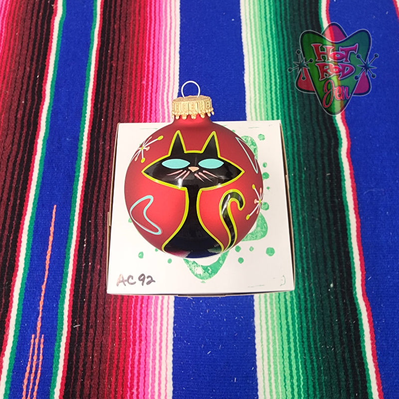 Hand pinstriped/painted glass ornament by Hot Rod Jen