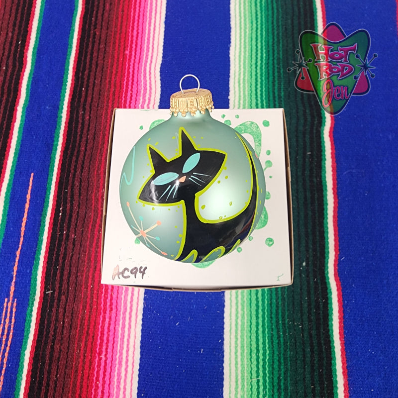 Hand pinstriped/painted glass ornament by Hot Rod Jen