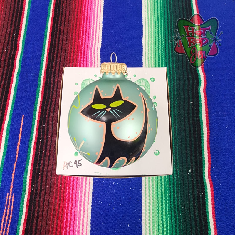 Hand pinstriped/painted glass ornament by Hot Rod Jen