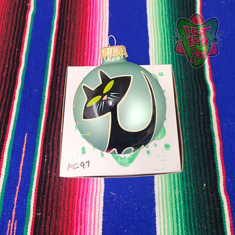 Hand pinstriped/painted glass ornament by Hot Rod Jen