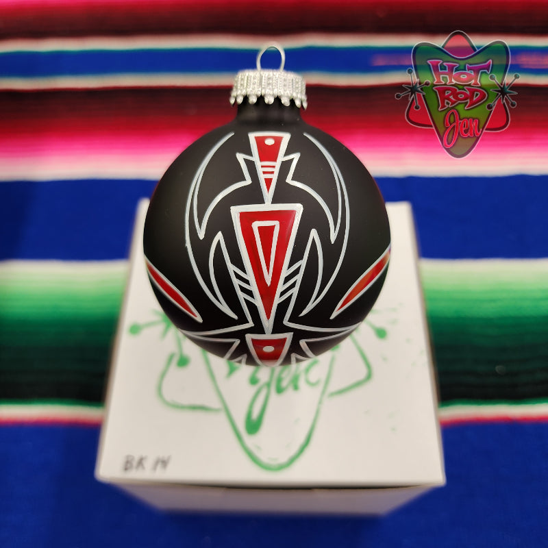 Hand pinstriped/painted glass ornament by Hot Rod Jen