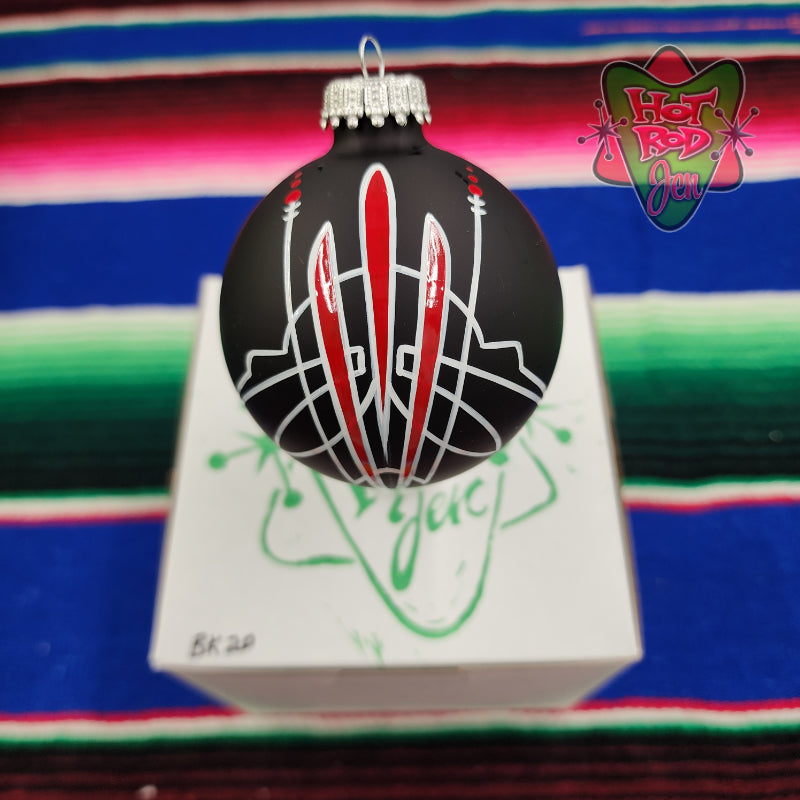 Hand pinstriped/painted glass ornament by Hot Rod Jen