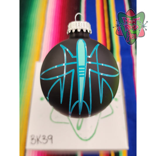 Hand pinstriped/painted glass ornament by Hot Rod Jen