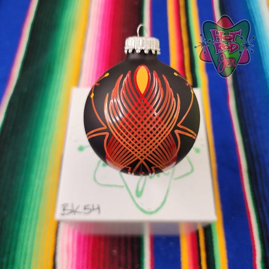 Hand pinstriped/painted glass ornament by Hot Rod Jen