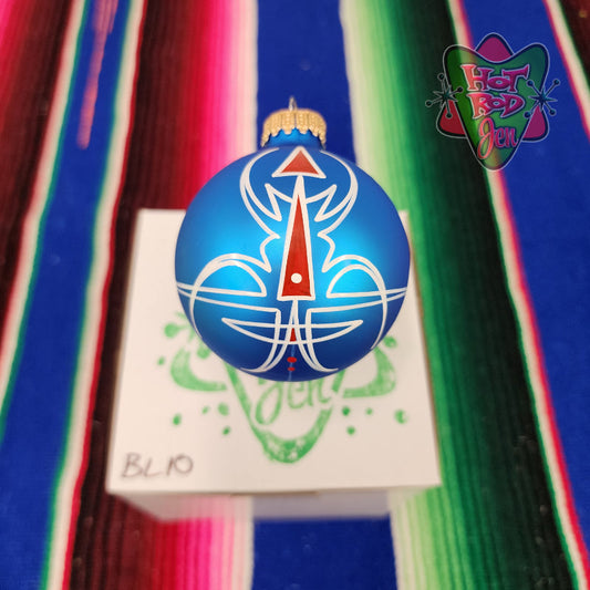 Hand pinstriped/painted glass ornament by Hot Rod Jen