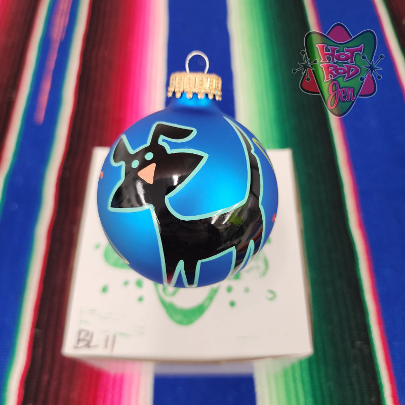 Hand pinstriped/painted glass ornament by Hot Rod Jen