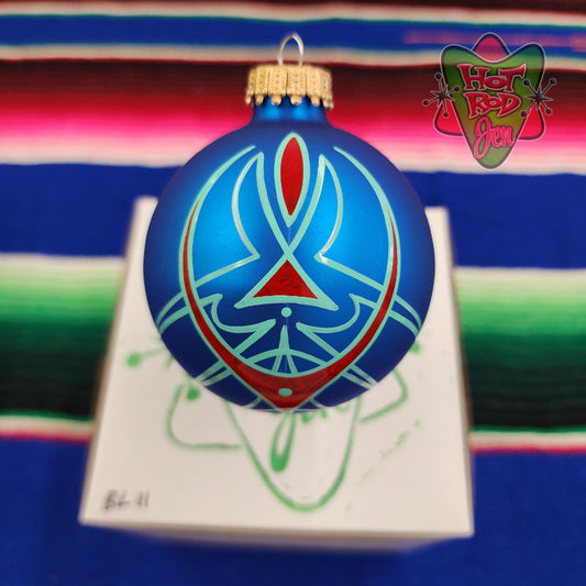 Hand pinstriped/painted glass ornament by Hot Rod Jen