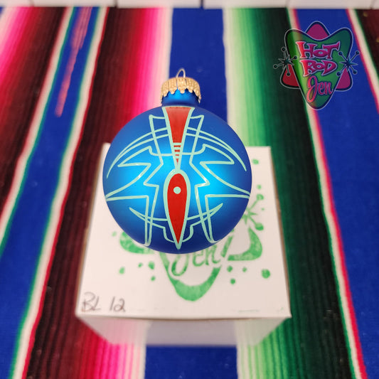 Hand pinstriped/painted glass ornament by Hot Rod Jen