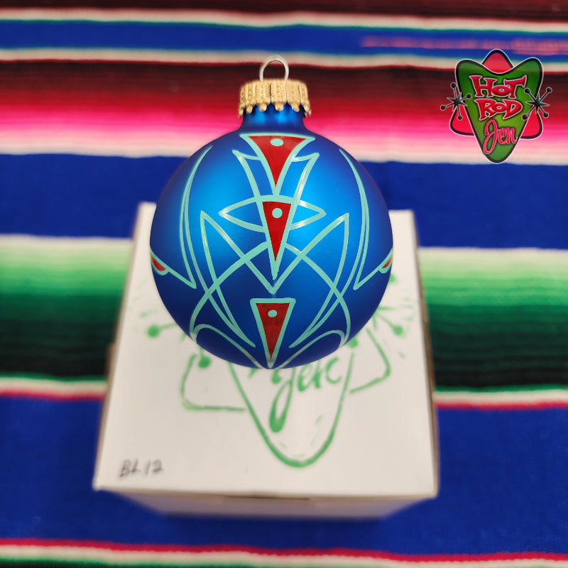 Hand pinstriped/painted glass ornament by Hot Rod Jen