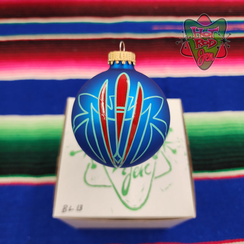 Hand pinstriped/painted glass ornament by Hot Rod Jen