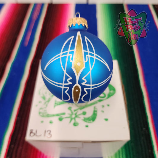 Hand pinstriped/painted glass ornament by Hot Rod Jen