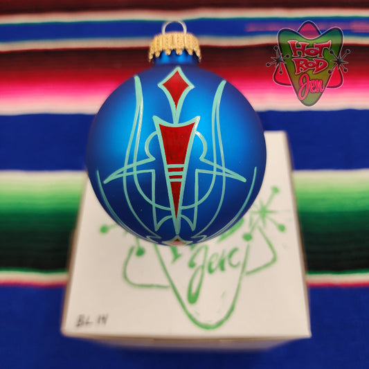 Hand pinstriped/painted glass ornament by Hot Rod Jen