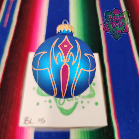 Hand pinstriped/painted glass ornament by Hot Rod Jen