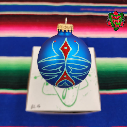 Hand pinstriped/painted glass ornament by Hot Rod Jen