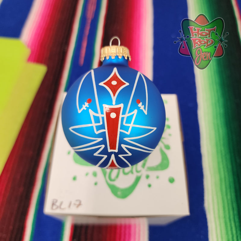 Hand pinstriped/painted glass ornament by Hot Rod Jen